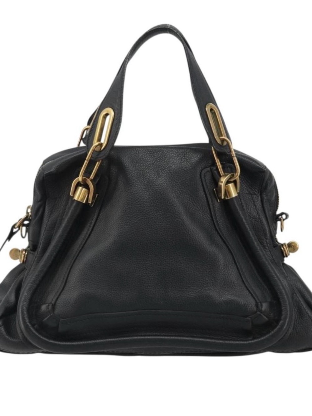 Preowned Chloe Paraty Satchel sz Medium Black Leather (no shoulder strap)